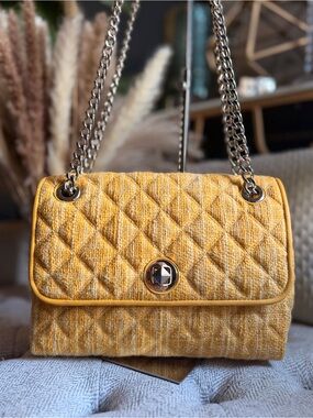 Kate Spade Quilted Chain-Handle Shoulder Bag in Mustard Yellow